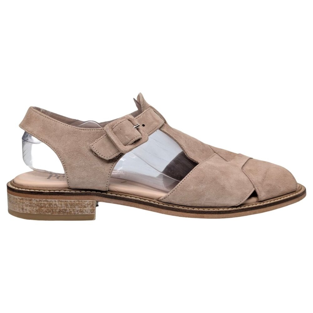 Pertini Suede Leather Sandals Womens Beige Buckle Cross Strap EU 41 US 9.5
